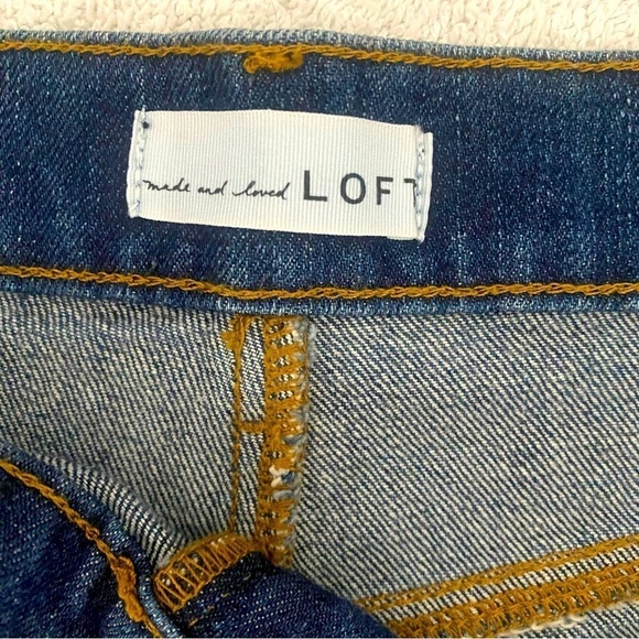 Loft Womens Size 0/25 Shorts Blue Denim Pockets Fringe Bottom Cutoff Dark Wash - Picture 5 of 10